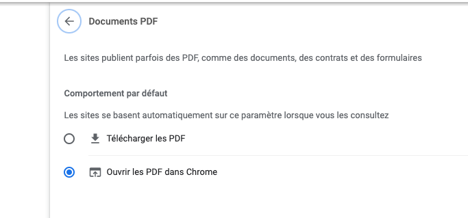 fichier PDF s'ouvre dans Chrome