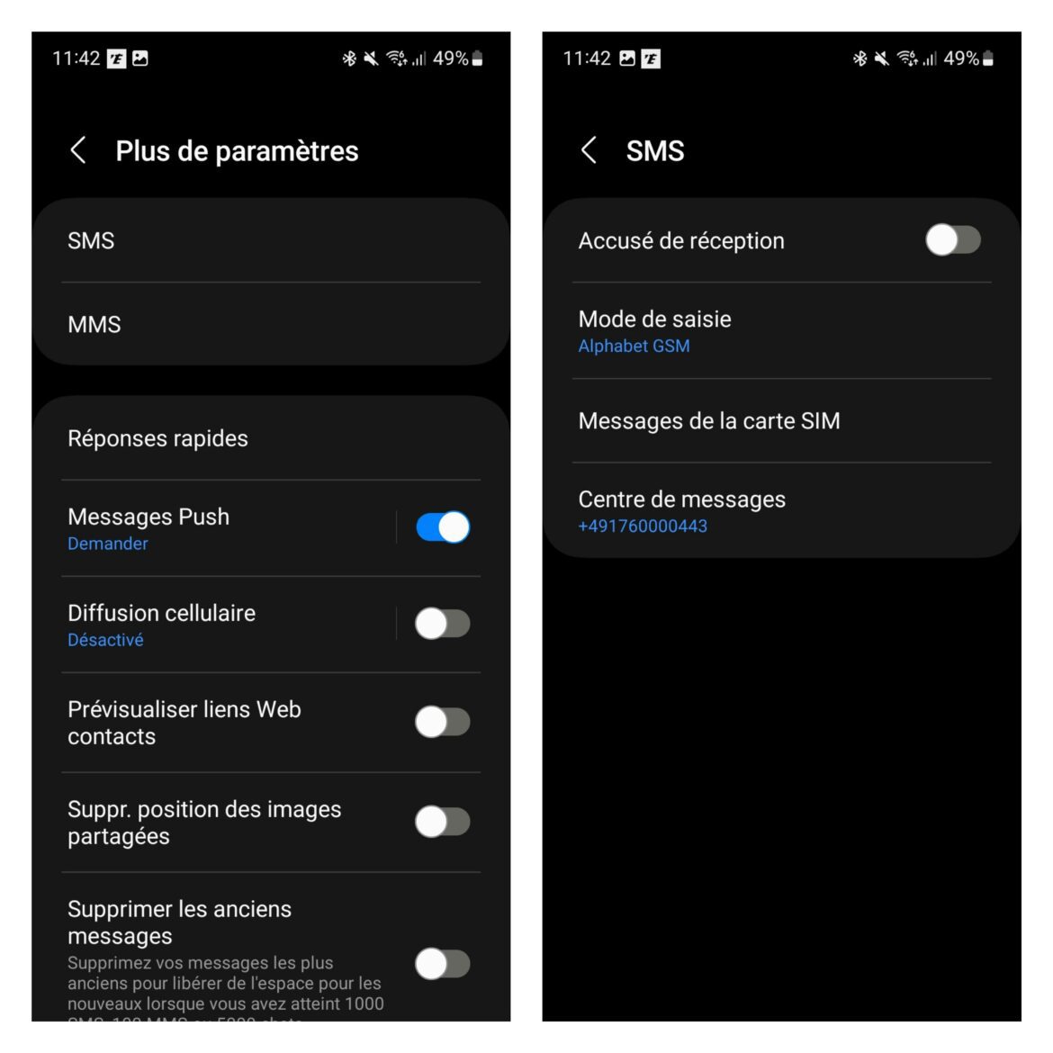 comment activer sms lu sur samsung