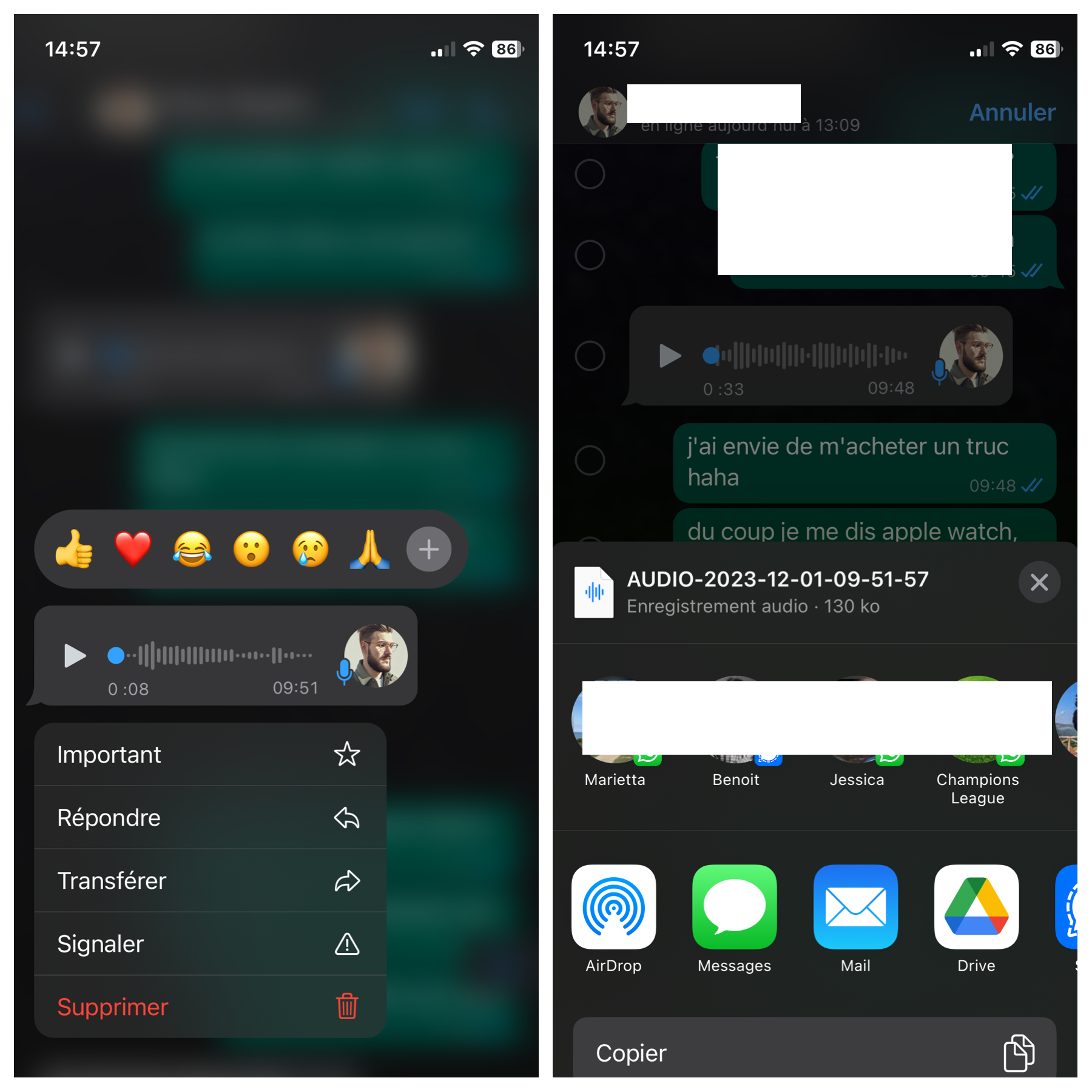 comment sauvegarder un message vocal sur android